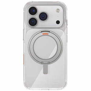Uniq Swivix dėklas iPhone 17 Pro su 360° pasukamu stovu – skaidrus
