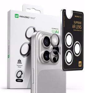 AmazingThing AR Aluminum 3 Lens Glass с рамкой для камеры для iPhone 16 Pro / 16 Pro Max - серый