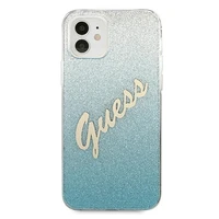 Guess GUHCP12SPCUGLSBL iPhone 12 mini 5.4" mėlynas/mėlynas kietas dėklas Glitter Gradient Script
