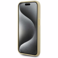 Karl Lagerfeld Wrinkled Metal Signature dėklas telefonui iPhone 15 Pro - auksinė