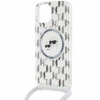 Karl Lagerfeld IML Crossbody Monogram Karl & Choupette Head Magnetinis dėklas telefonui iPhone 15 / 14 / 13 – permatomas