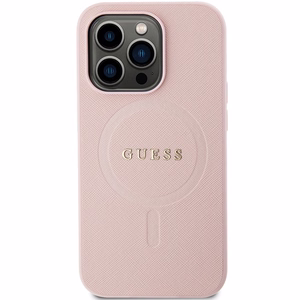 Guess GUHMP14LPSAHMCP dėklas telefonui iPhone 14 Pro - rožinis Saffiano Magnetinis