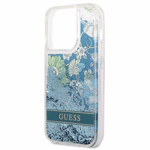 Guess GUHCP14LLFLSN iPhone 14 Pro 6.1" green/green hardcase Flower Liquid Glitter