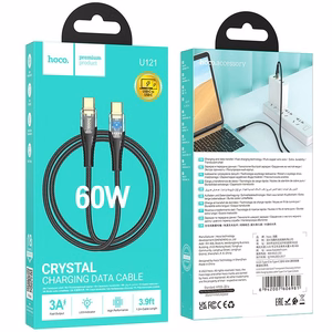 Kabelis USB-C į USB-C Hoco 3A 60W 1,2 m U121 juodas