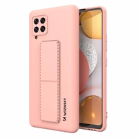 Wozinsky Kickstand Case silikoninis dėklas su stovu Samsung Galaxy A42 5G rožinė