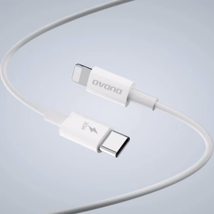 Įkroviklis Dudao A30EUL baltas 30W (1xPD / 1xQC3.0) + Type-C / Lightning laidas