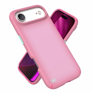 Speck Presidio Lux MagSafe dėklas, skirtas iPhone Air, „Ibis Pink / Dark Ibis / Kanom Green“ spalvos