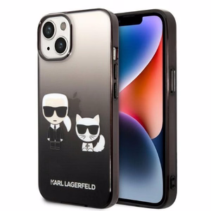Karl Lagerfeld KLHCP14STGKCK iPhone 14 6,1 "kietas dėklas juodas / juodas Gradientinis Ikonik Karlas & Choupette