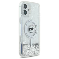 Karl Lagerfeld Liquid Glitter Choupette Head Magnetinis dėklas telefonui iPhone 16 - skaidrus