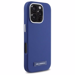 Karl Lagerfeld FW Metal Plate Magnetinis dėklas telefonui iPhone 16 Pro Max - mėlynas