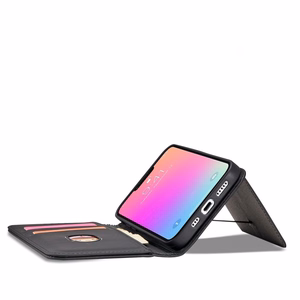 Magnet Card dėklas iPhone 14 atveriamas dangtelis piniginė su stovu juodas