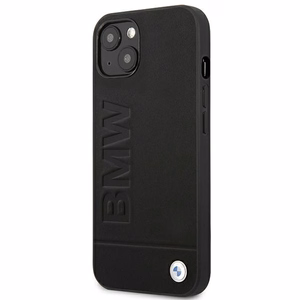 Dėklas BMW BMHCP14MSLLBK iPhone 14 Plus 6.7 - juodas odinis štampas