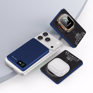 Blavec išorinė baterija 10000mAh BJ-03 Slim 13,5mm - Type C - 22,5W magnetinė Magsafe 3 in 1 (PBBJ03-MC10N) tamsiai mėlyna aliuminis