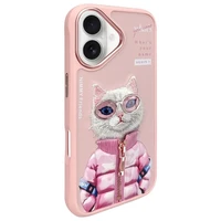 Nimmy Cool&Cute 2.0 Katės dėklas telefonui iPhone 16 - rožinė
