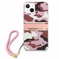 Guess GUHCP13SKCABPI iPhone 13 mini 5.4" rožinis/rožinis kietas dėklas Camo Dirželis Kolekcija