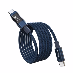 Choetech XCC-1068 PD 60W USB-C - USB-C laidas su ekranėliu 1.2 m - mėlynas