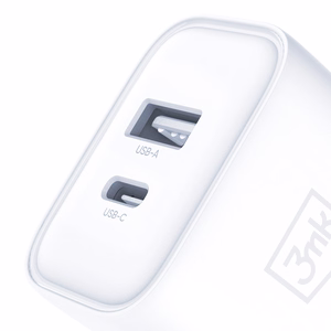 Priedai – 3mk DualCharge 20W PD3.0 QC 3.0 PPS USB 1A1C, baltos spalvos