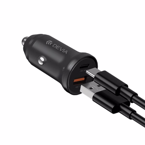 "Devia" automobilinis įkroviklis Smart Mini PD QC 3.0 30W 1x USB 1x USB-C baltas