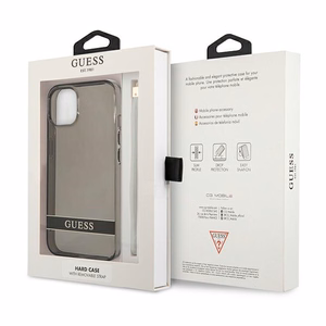 Guess GUHCP13SHTSGSK iPhone 13 mini 5.4" juodas/juodas kietasis dėklas su permatomu dizainu Stap
