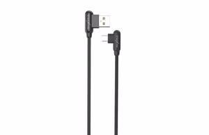 Laidas MX CORNER greito įkrovimo Micro USB 2.4A/1M/ juodas kampinis