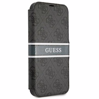 Guess GUBKP13S4GDGR iPhone 13 mini 5.4" pilkas/pilkas knygos tipo dėklas 4G Stripe