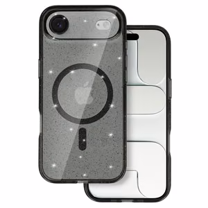 Blizgantis magnetinis dėklas telefonui Iphone 17 Air, juodas, permatomas
