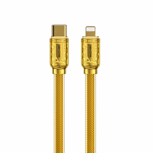 WEKOME WDC-163 Sakin Series USB-C–Lightning įkrovimo ir duomenų laidas, 1 m, PD 20 W, aukso spalvos