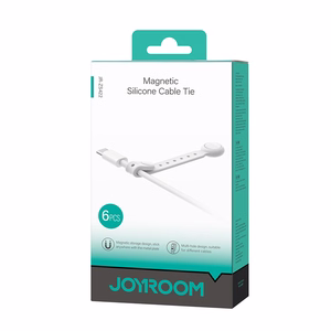 Joyroom JR-ZS422 kabelių tvarkyklė silikoninė juostelė su magnetu, 6 dalių rinkinys - baltas