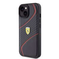 Ferrari FEHCP15SPTWK iPhone 15 6.1" juodas/juodas kietas dėklas Twist Metal Logo
