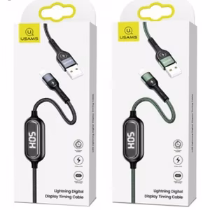 Кабель USB USAMS "SJ423 - U48" зелёный Lightning 120см (цифровой дисплей зарядки)