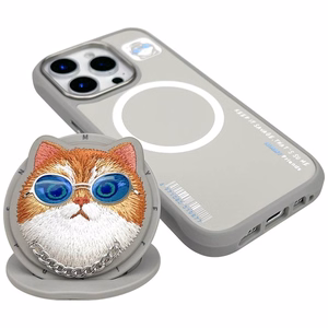 AmazingThing Nimmy Glasses Cool Cat MagSafe dėklas telefonui iPhone 16 Pro Max – pilkas
