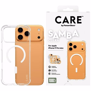 CARE by PanzerGlass Madingas Samba dėklas su baltu Magnetiniu iPhone 17 Pro Max - Skaidrus