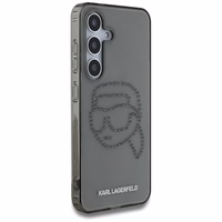 Karl Lagerfeld dėklas telefonui su kalnų krištolais Karl Head logotipu Samsung Galaxy S25 juodas