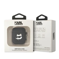 Karl Lagerfeld KLA2RUNCHK AirPods 1/2 dėklas juodas/juodas silikoninis Choupette galva 3D