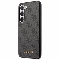Guess GUHCS23SG4GFGR S23 S911 pilkas/pilkas kietas dėklas 4G Metal Gold Logo