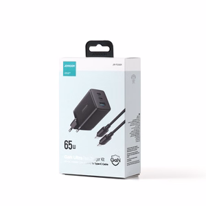 Įkroviklis Joyroom JR-TCG01 65W GaN 2xUSB-C/USB-A + USB-C to USB-C cable 1.2m juodas