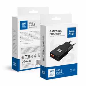 Įkroviklis Blue Star (TFK-SC-25WAC) (1xUSB; 1xUSB-C) 3A (25W) juodas