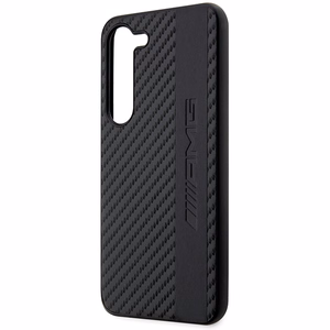 AMG AMHCS23MBLSCA S23+ S916 - juodas kietas dėklas su karbono juostele ir reljefu