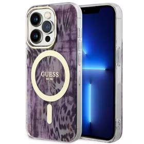 Guess GUHMP14LHLEOPWP iPhone 14 Pro 6.1" rožinis/rožinis kietas dėklas Leopardas MagSafe