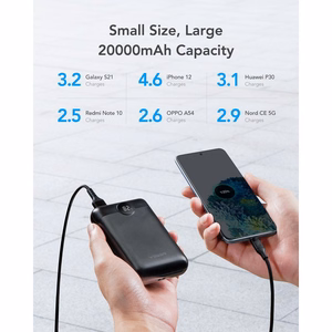 VEGER išorinė baterija 20000 mAh PD QC3.0 2A 22,5W S20 (W2053) juoda