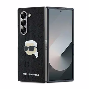 Karl Lagerfeld Saffiano monogramos galvos ženklo dėklas telefonui Samsung Galaxy Z Fold 6 - juoda