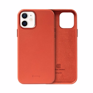 Crong Essential Cover dėklas, skirtas iPhone 12 / iPhone 12 Pro, dirbtinės odos, raudonas