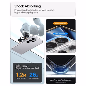 SPIGEN dėklas ULTRA HYBRID skirtas SAMSUNG S26 Ultra crystal clear