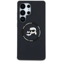 Karl Lagerfeld silikoninis dvigubų galvų ir apskritimo magnetinis Samsung Galaxy S25 Ultra dėklas juodas
