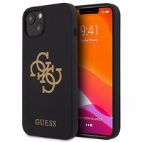 Guess GUHCP13SLS4GGBK iPhone 13 mini 5.4" juodas/juodas kietas dėklas Silikoninis 4G Logotipas