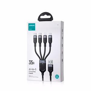 Joyroom Multi-Use Series S-A18 4in1 USB-A - USB-C / USB-C / Lightning / micro USB kabelis 1.2m – juodas