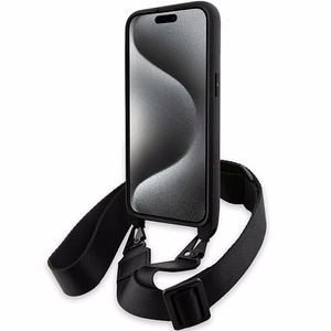 BMW M Edition anglies trispalvės linijos ir dirželis dėklas telefonui iPhone 15 Pro Max - juodas