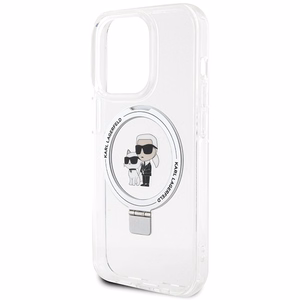 Karl Lagerfeld KLHMP15XHMRSKCH iPhone 15 Pro Max 6.7" baltas kietasis dėklas su žiediniu stovu Karl&Choupette MagSafe