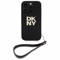 DKNY Wrist Strap Stock Logo dėklas telefonui iPhone 16 Pro - juodas