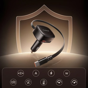 Orico FC-66-1A2C 66W Car Charger with Built-in Retractable USB-C Cable - Black